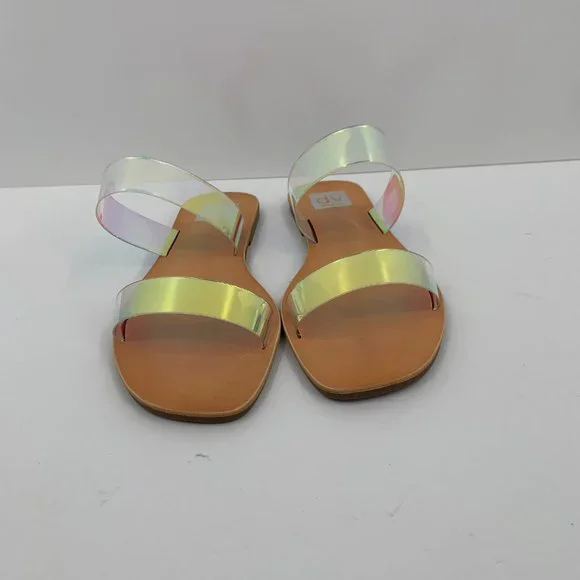 DV Dolce Vita Jane Iridescent double strap flat slide clear sandal new 8 - Picture 3 of 9